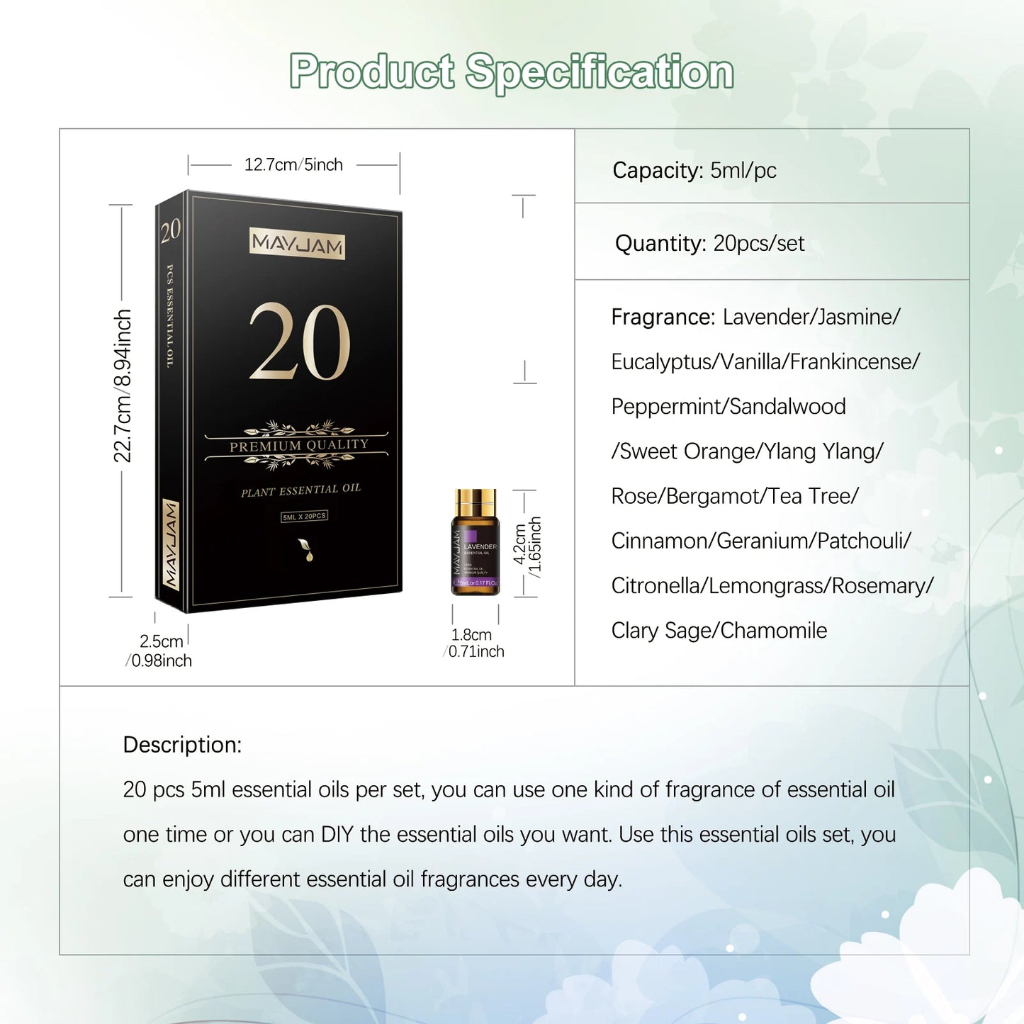 20 Bottles Essential Oils Kit
